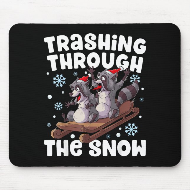 Mousepad Santa Racoon Trashing Through The Snow Cute Christ (Frente)