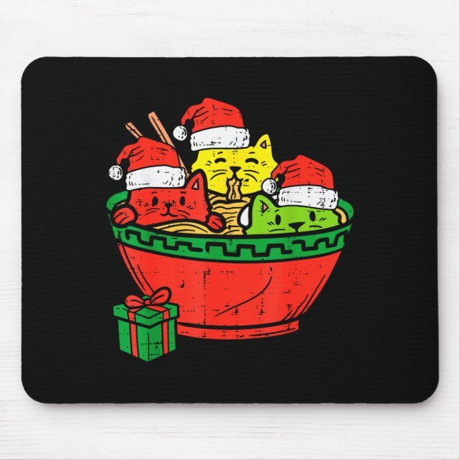 Mousepad Santa Ramen Cats Anime Christmas Xmas Kids Girls M (Frente)