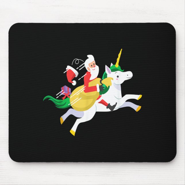 Mousepad Santa Riding A Unicorn Funny Christmas Gift  (Frente)