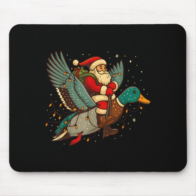 Mousepad Santa Riding Mallard Duck Funny Christmas Holiday  (Frente)