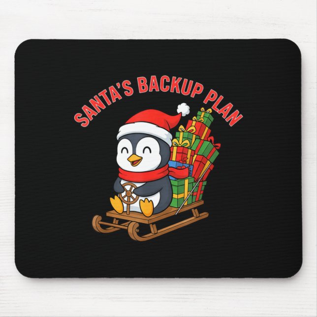 Mousepad Santa’s Backup Plan Cute Penguin Christmas Design  (Frente)