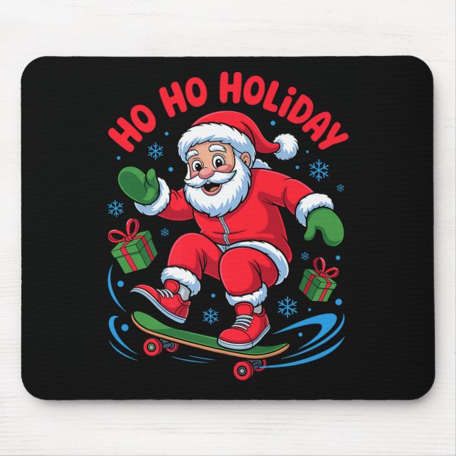 Mousepad Santa Skater Skateboarding Lover Funny Christmas X (Frente)
