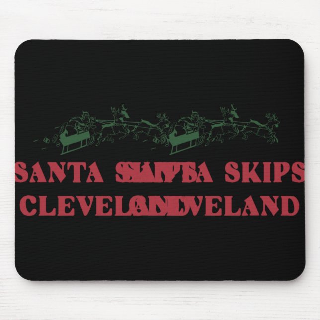 Mousepad Santa Skips Cleveland Funny Santa Reindeer Xmas Ch (Frente)