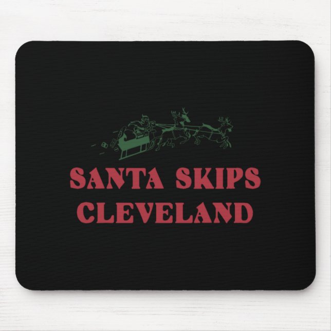 Mousepad Santa Skips Cleveland Funny Santa Reindeer Xmas Ch (Frente)