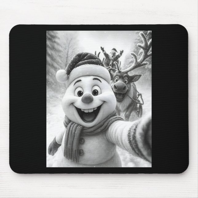Mousepad Santa Snowman Reindeer Taking A Selfie Photo Chris (Frente)