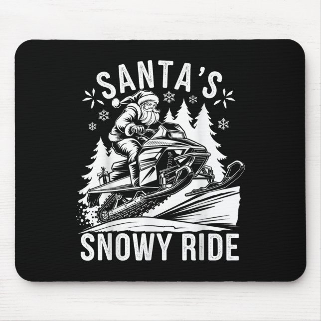 Mousepad Santa Snowmobile Riding Snowmobiling Christmas  (Frente)