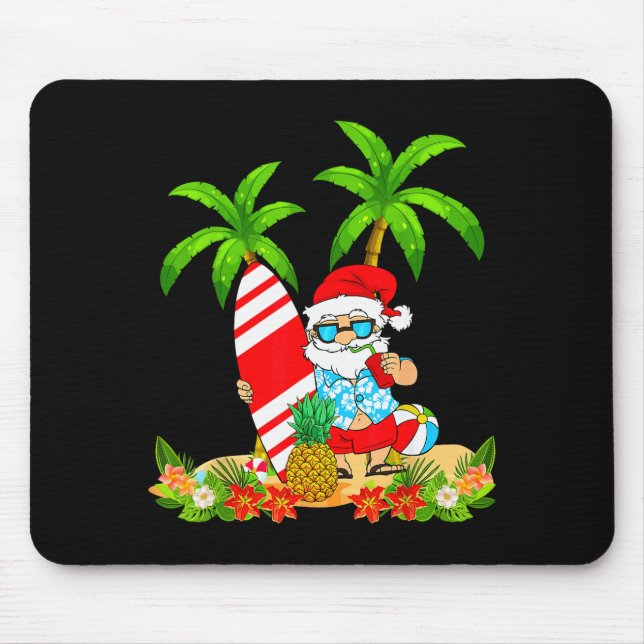 Mousepad Santa Summer Surfing Christmas In July Beach Vacat (Frente)