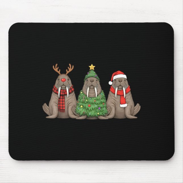 Mousepad Santa Walrus Christmas Tree Walrus Lover Animal Xm (Frente)