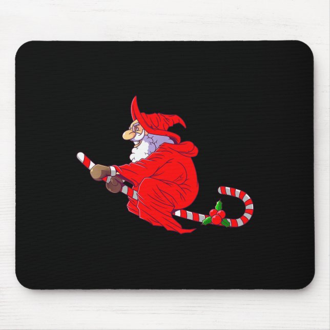 Mousepad Santa Witch Candy Cane Christmas Santa Hat Funny C (Frente)