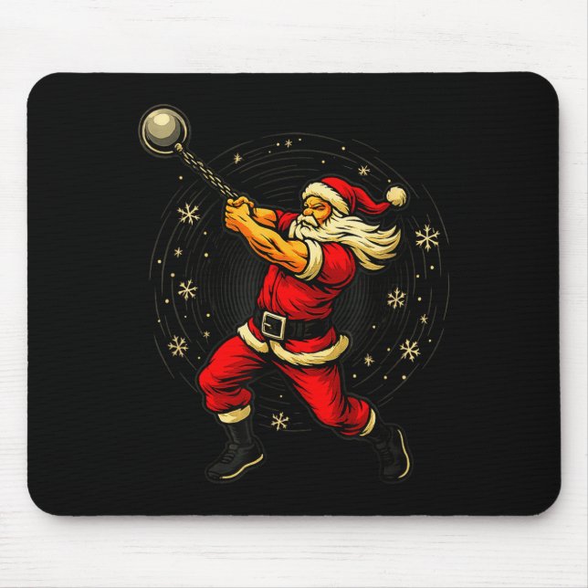 Mousepad Santa Wrecking Ball Christmas Gym Fitness Humor  (Frente)