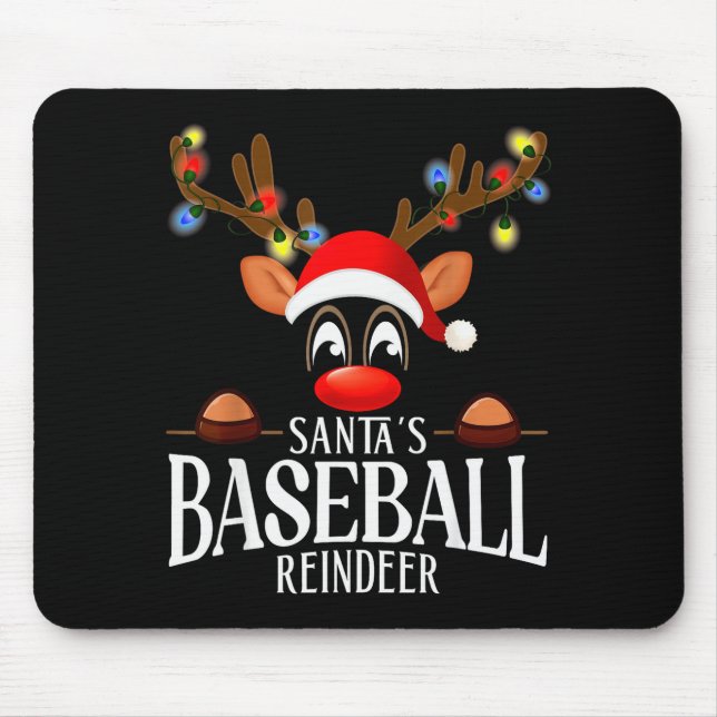 Mousepad Santa's Baseball Reindeer Funny Xmas Matching Pjs  (Frente)