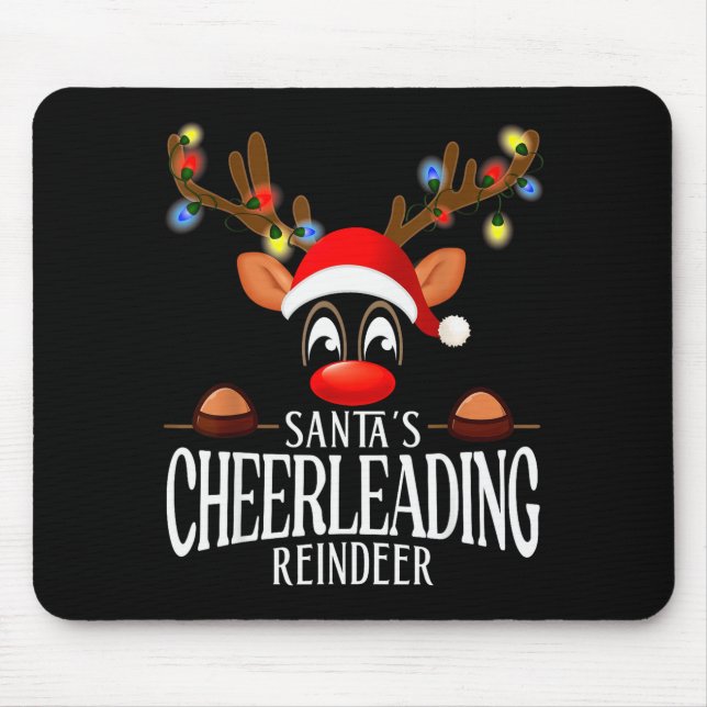Mousepad Santa's Cheerleading Reindeer Funny Xmas Matching  (Frente)