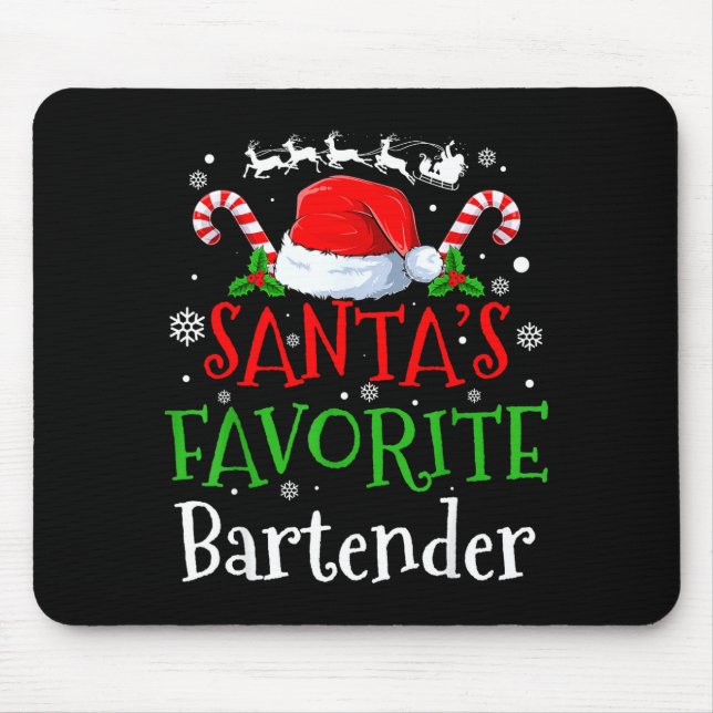 Mousepad Santa's Favorite Bartender Christmas Party  (Frente)