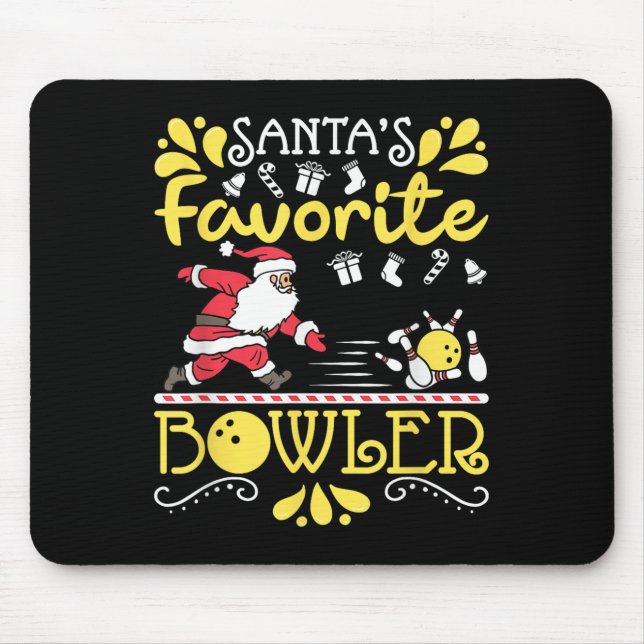 Mousepad Santa's Favorite Bowler Santa Claus Bowling Christ (Frente)