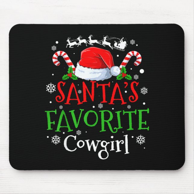 Mousepad Santa's Favorite Cowgirl Christmas Party  (Frente)