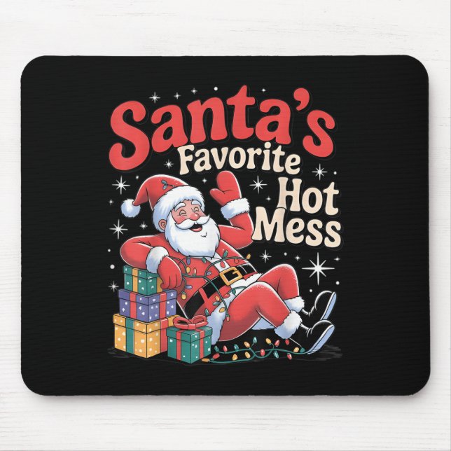 Mousepad Santa's Favorite Hot Mess Christmas Funny Margarit (Frente)