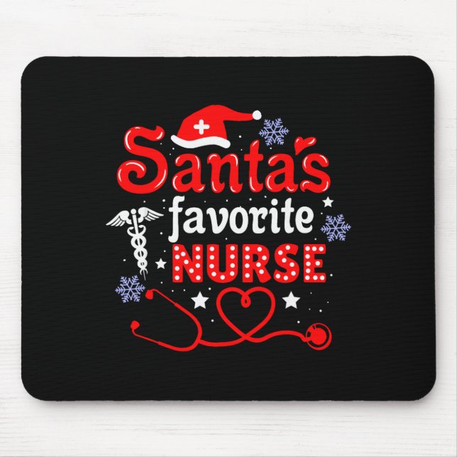 Mousepad Santa's Favorite Nurse Christmas Short Sleeve  (Frente)