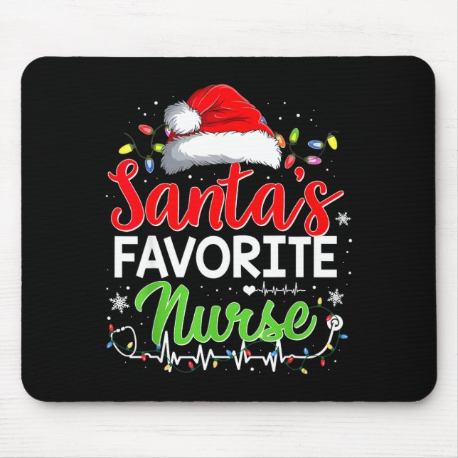 Mousepad Santa's Favorite Nurse Funny Christmas Nurse Xmas  (Frente)