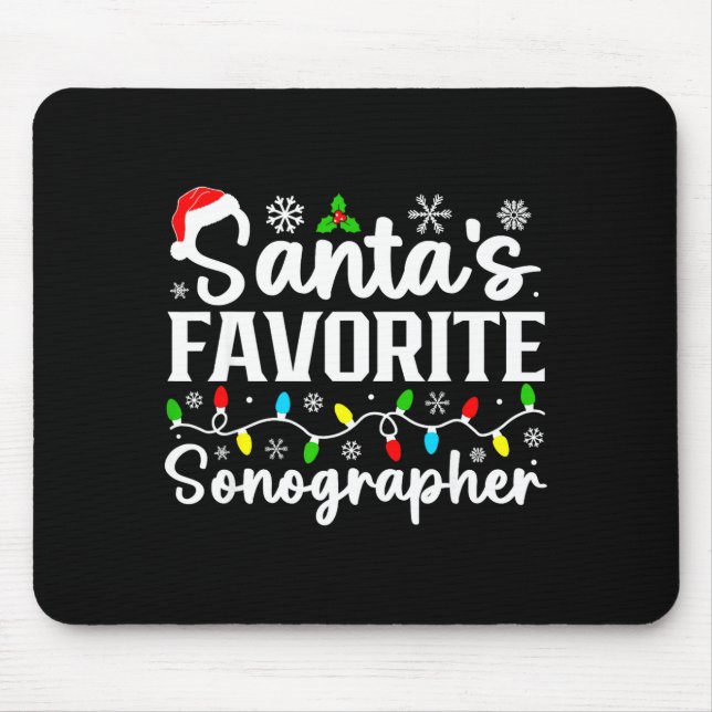 Mousepad Santa's Favorite Sonographer Funny Christmas Famil (Frente)