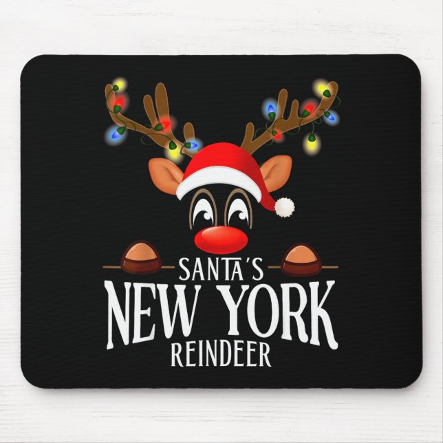 Mousepad Santa's New York Reindeer Funny Xmas Matching Pjs  (Frente)