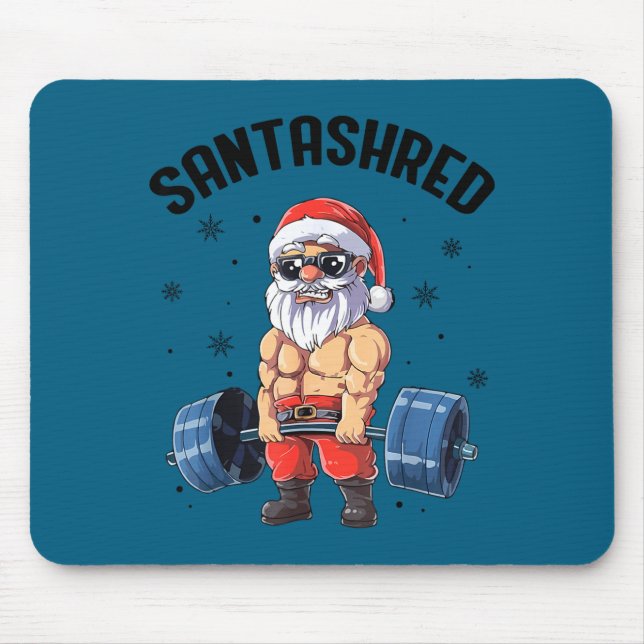 Mousepad Santashred Funny Santa Meme Xmas Gym Bodybuilding  (Frente)