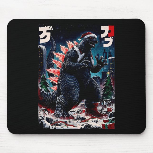 Mousepad Santazilla Monstro Japonês Kaiju Dinossauro Natal (Frente)