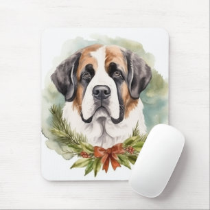 Mousepad Santo Bernard Christmas Wreath Festivo Pup