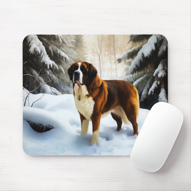 Mousepad Santo Bernard Deixe-O Neve Natal (Com mouse)