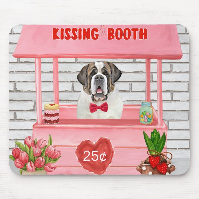 Mousepad Santo Bernard Dia de os namorados Beijando Booth (Frente)