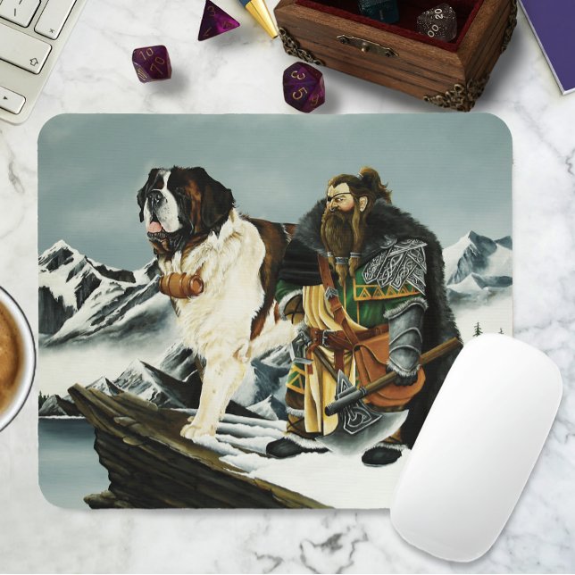 Mousepad Santo Bernard Dog Dwarf Fantasy (Criador carregado)