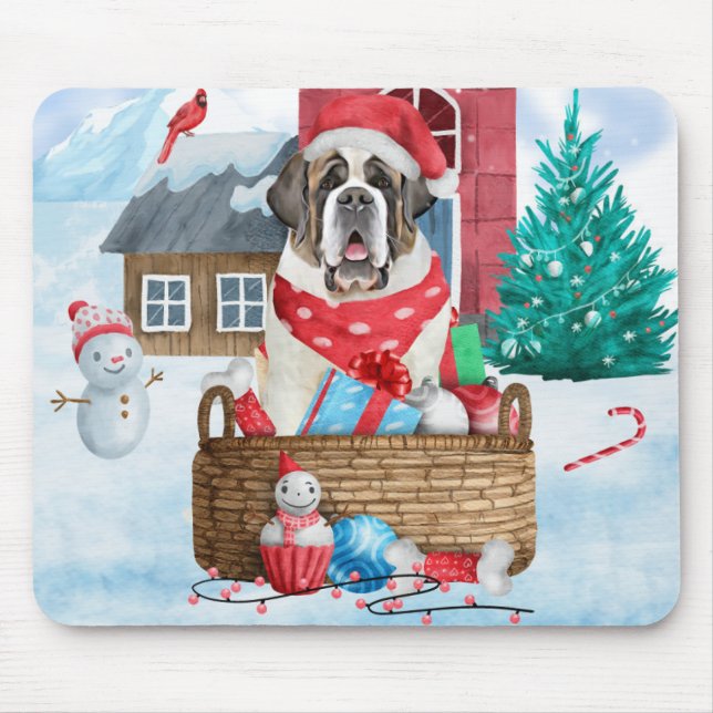 Mousepad Santo Bernard Dog Na Casa Dos Cachorros Da Neve (Frente)