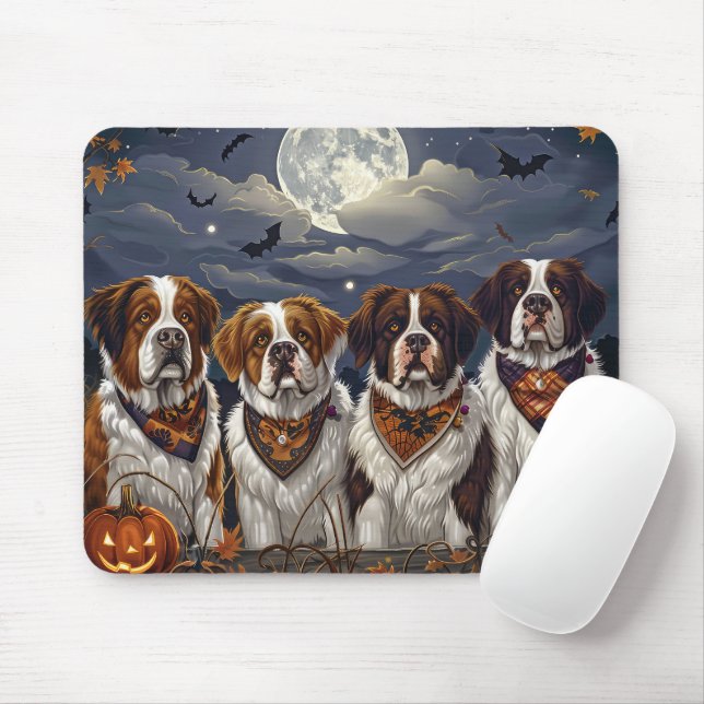 Mousepad Santo Bernard Halloween Spooky (Com mouse)