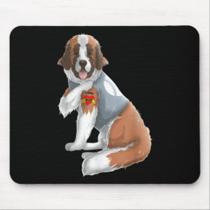 Mousepad Santo Bernard I Amo Mãe Tatuagem Camiseta de cão E