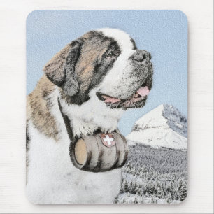 Mousepad Santo Bernard Painting - Arte Cachorro Original Bo