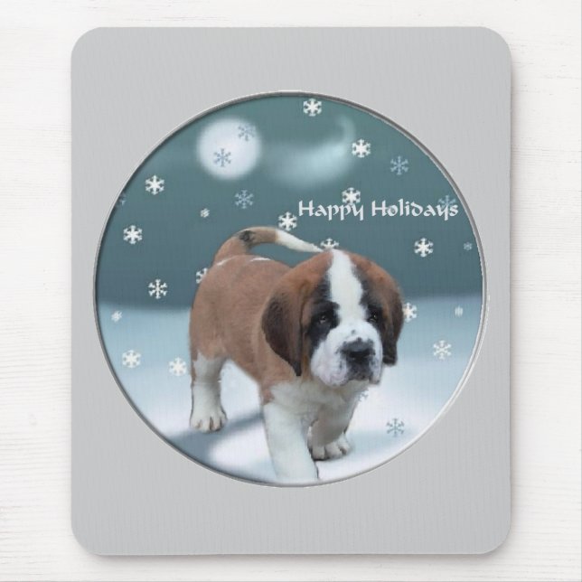 Mousepad Santo Bernard Puppy presentes de Natal (Frente)
