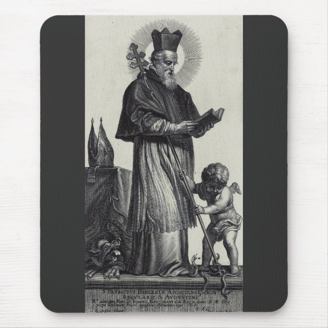 Mousepad Santo Patrício Apóstolo da Irlanda Arte Monocromát (Frente)