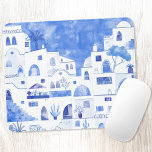 Mousepad Santorini Grécia Watercolor<br><div class="desc">Uma pintura paisagística em aquarela da bela ilha grega de Santorini. Arte original de Nic Squirrell.</div>
