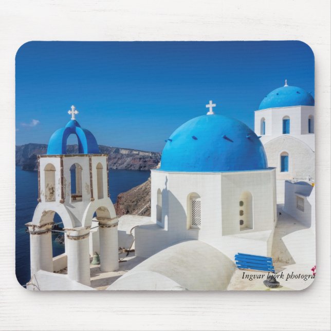 Mousepad Santorini, Impressão de Fotografia Grécia (Frente)