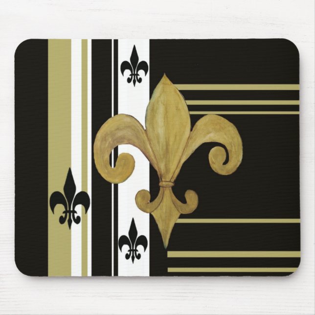 Mousepad Santos Black and Dourado Fleur de lis (Frente)