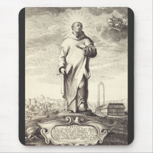 Mousepad São Bruno de Colônia Estilo de Arte de Gravura Ant