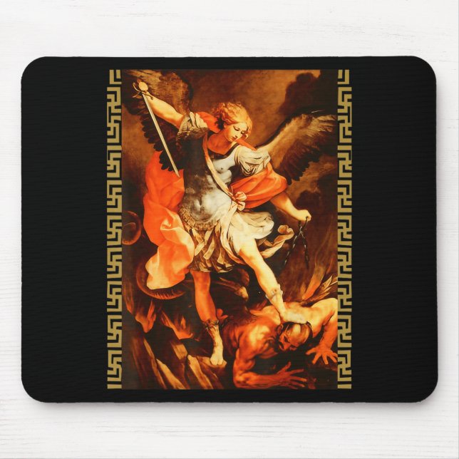 Mousepad São Miguel Derrotando Satanás Arcanjo Guerreiro  (Frente)