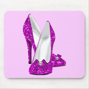 Mousepad Sapatos de Salto Alto Stileto Brilho Rosa