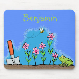 Mousepad sapo bonito e abelha na ilustração de desenho an