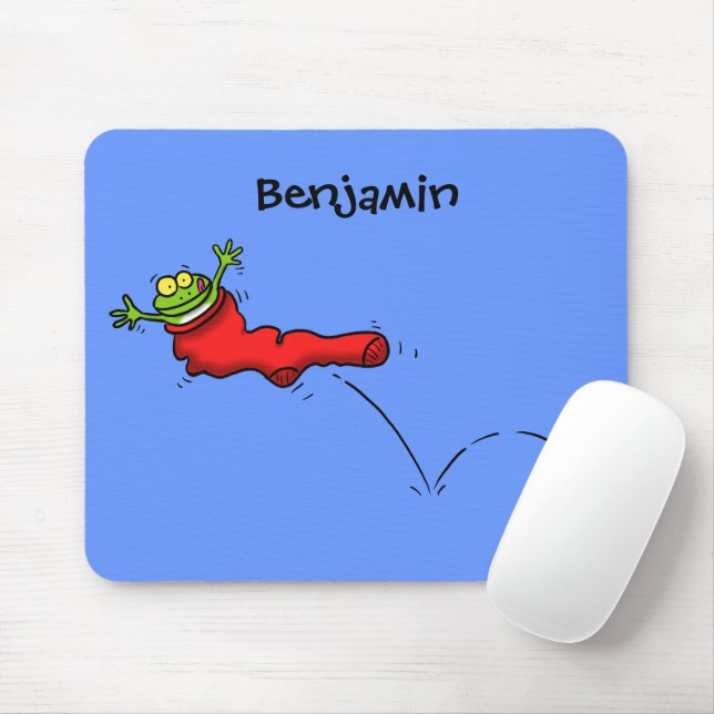 Mousepad Sapo bonito em um desenho de salto em meia vermelh (Com mouse)