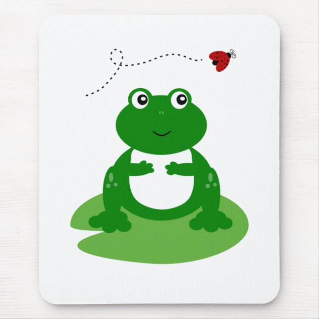 Mousepad Sapo Bonito no Lily Pad com Ilustração Ladybug (Frente)