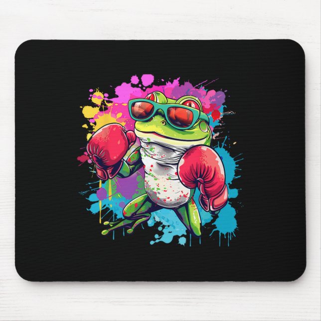 Mousepad Sapo Boxeador Com Luvas de Boxe Kickboxing Boxe Di (Frente)