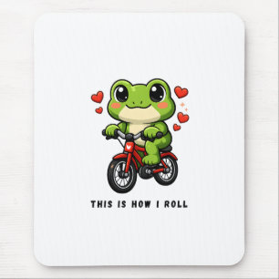 Mousepad Sapo Ciclismo Fofo Arte de Sapo Kawaii de Bicicl