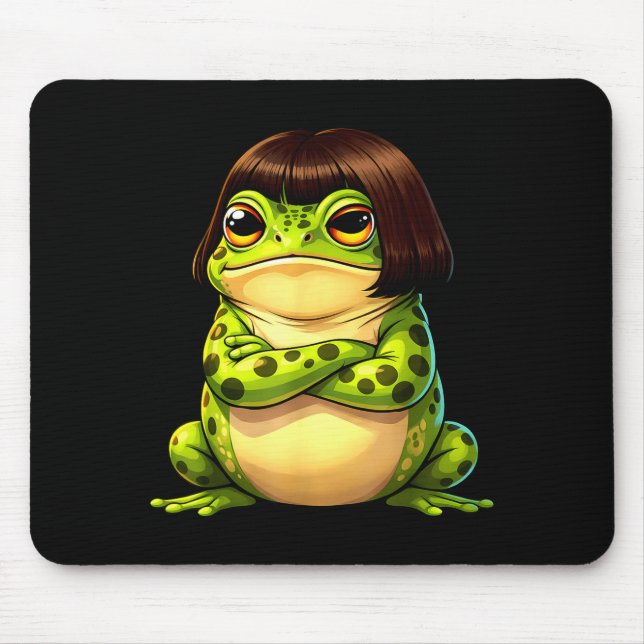 Mousepad Sapo com corte de cabelo bob meme de sapo engraçad (Frente)
