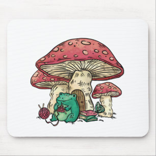 Mousepad Sapo cottagecore com casa de cogumelo