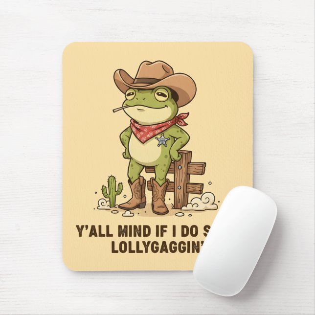 Mousepad Sapo Cowboy Bonito Se Divertindo Humor de Sapo Wes (Com mouse)